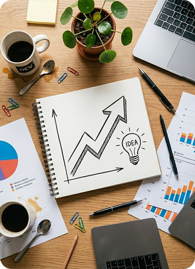 SEO and marketing strategy workspace with planning notes