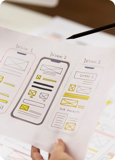 Mobile app interface and product design workspace